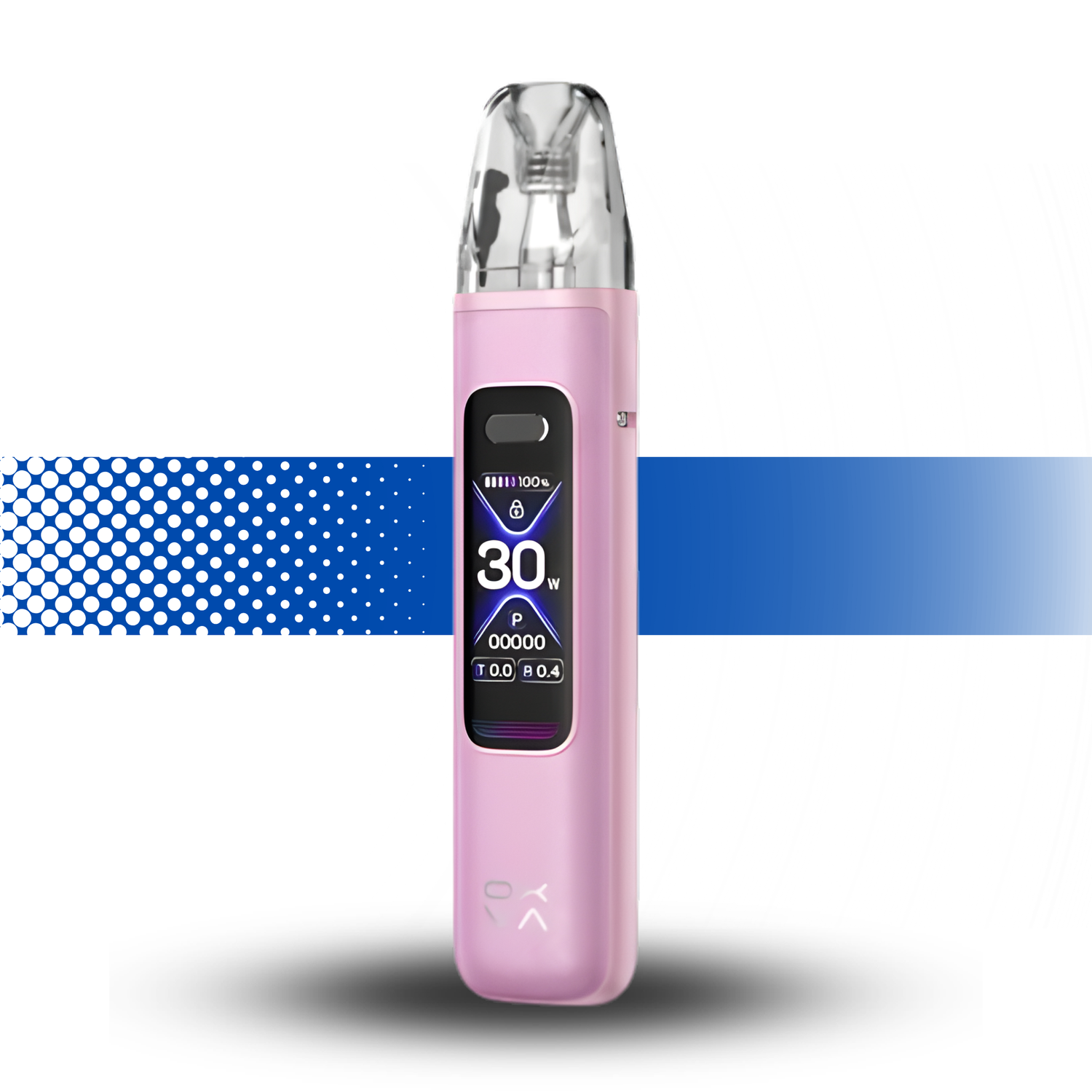 Pink electronic device with digital display on a white background Oxva Xlim Pro 3 Pink Silk