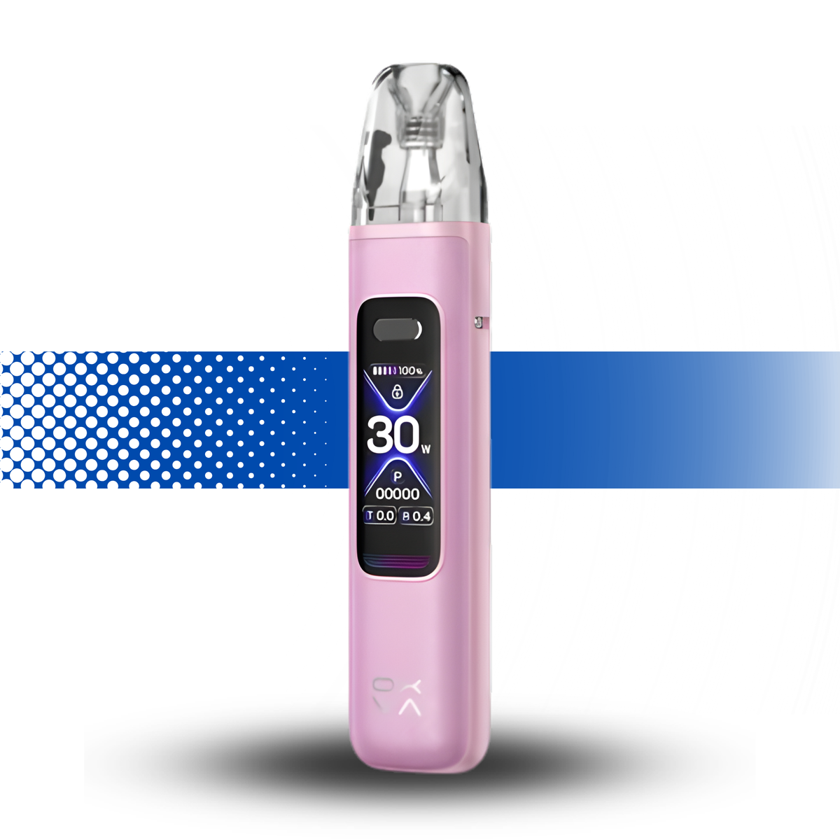 Pink electronic device with digital display on a white background Oxva Xlim Pro 3 Pink Silk