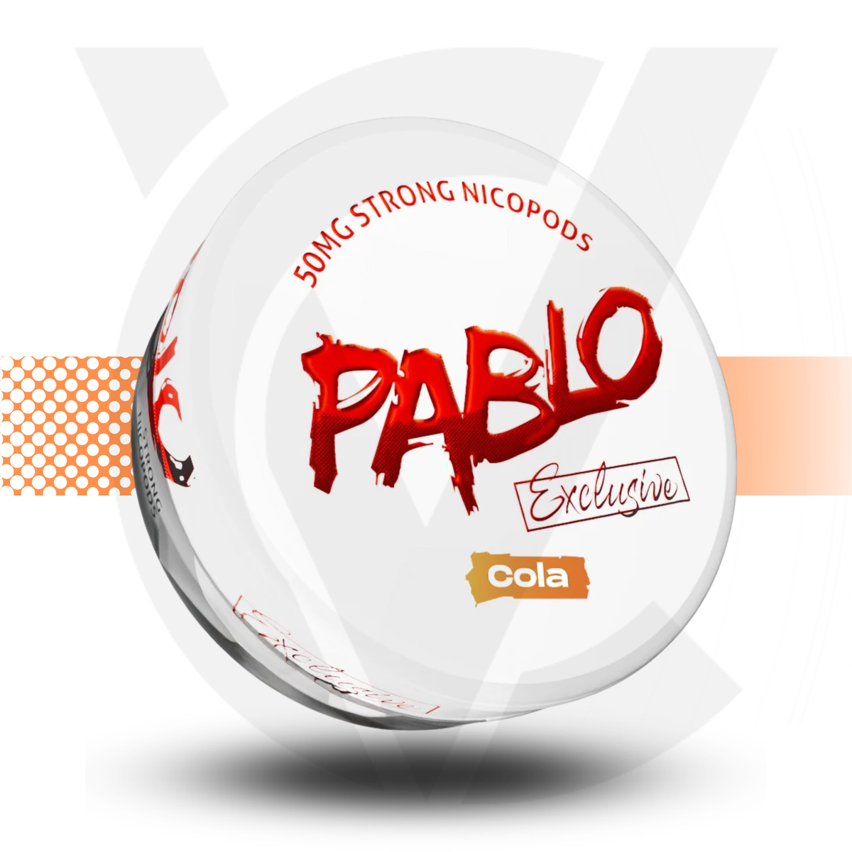 Pablo cola product packaging with red and white design on a white background