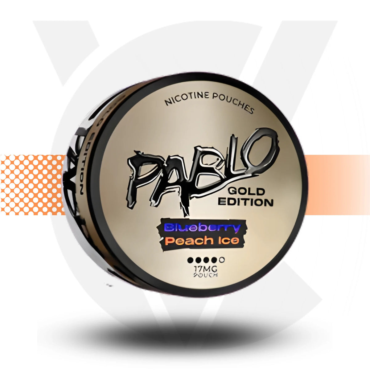 Pablo Gold Blueberry Peach Ice 17mg on white background