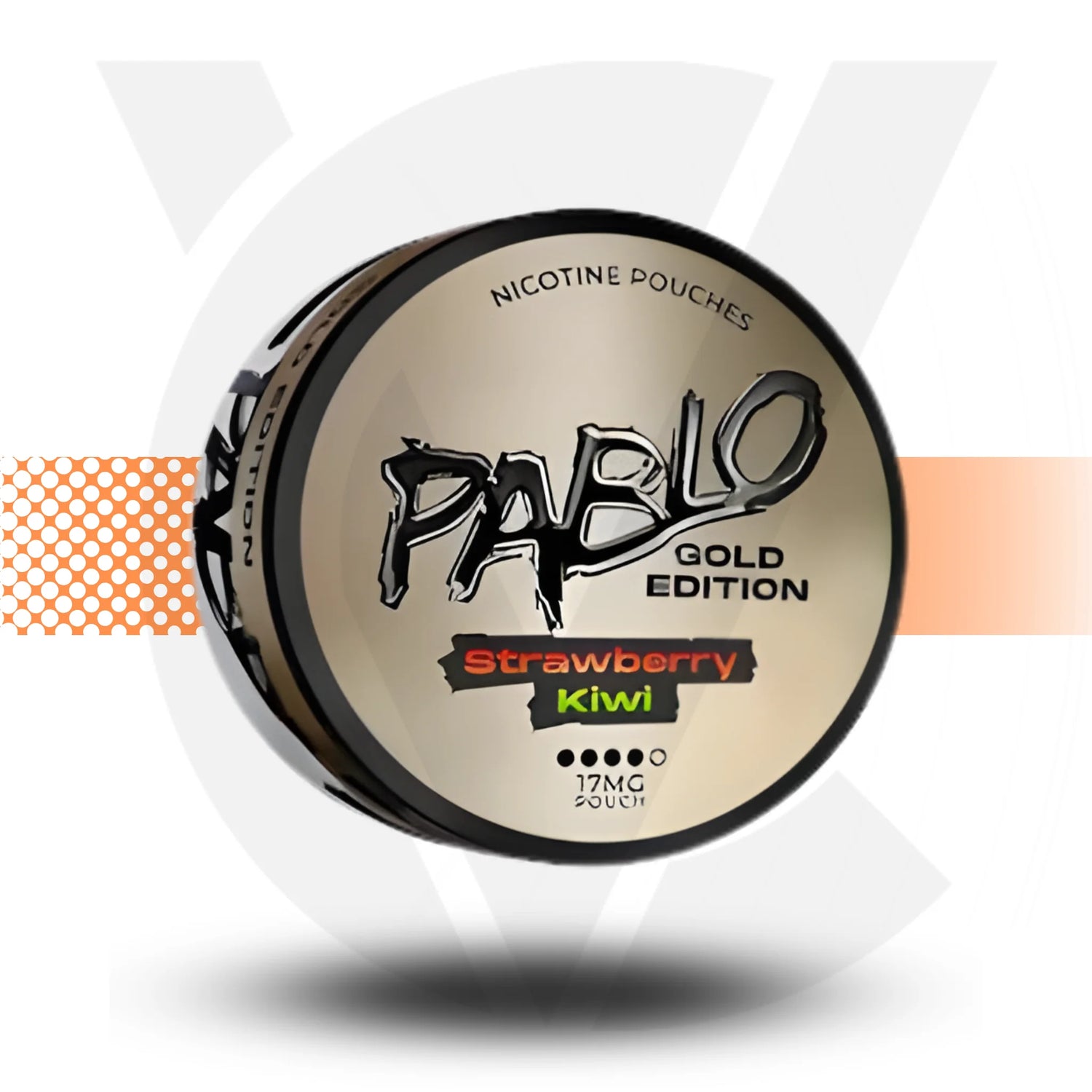 Pablo Gold Edition Strawberry Kiwi nicotine pouches packaging on a white background