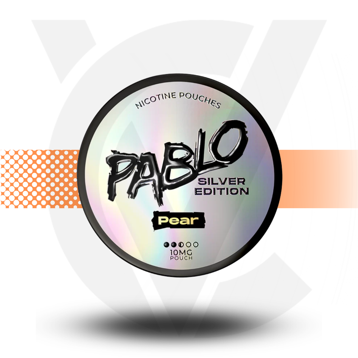 Pablo Nicotine Pouches Silver Edition packaging with pear flavor on a white background