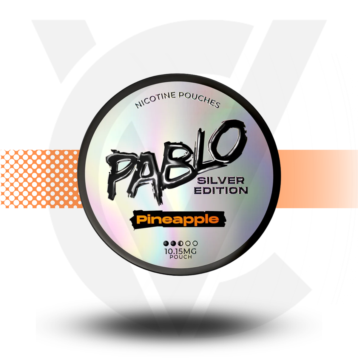Pablo Silver Edition nicotine pouches packaging with pineapple flavor on a white background