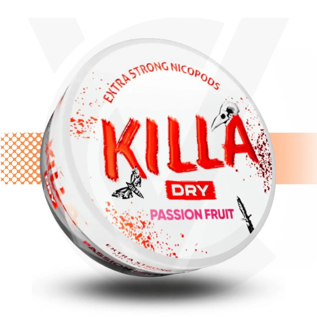 Killa Dry Nicotine Pouches Snus No Tobacco Nicopods - Passion Fruit 16mg - Cloud Vapez UK