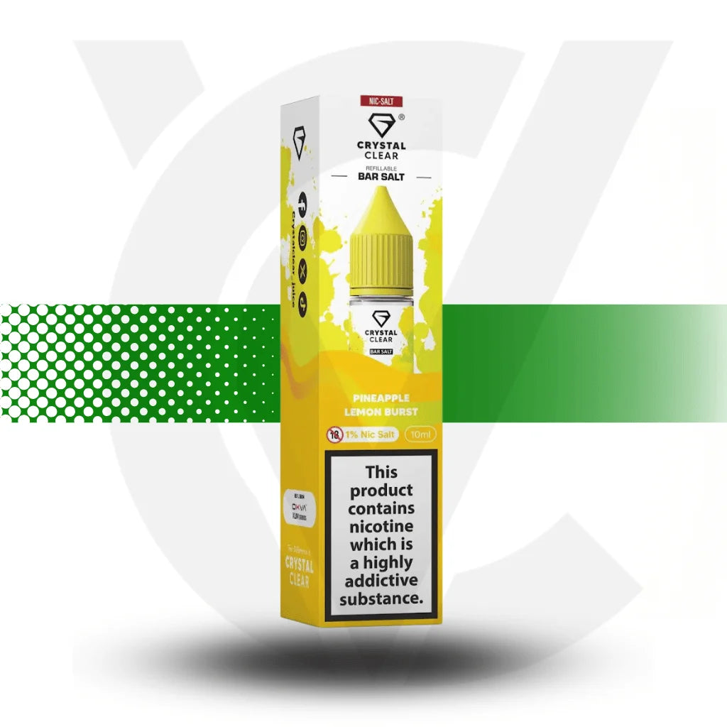 Crystal Clear Nic Salts E-Liquid 10MG 10ml - Pineapple Lemon Burst - Cloud Vapez UK