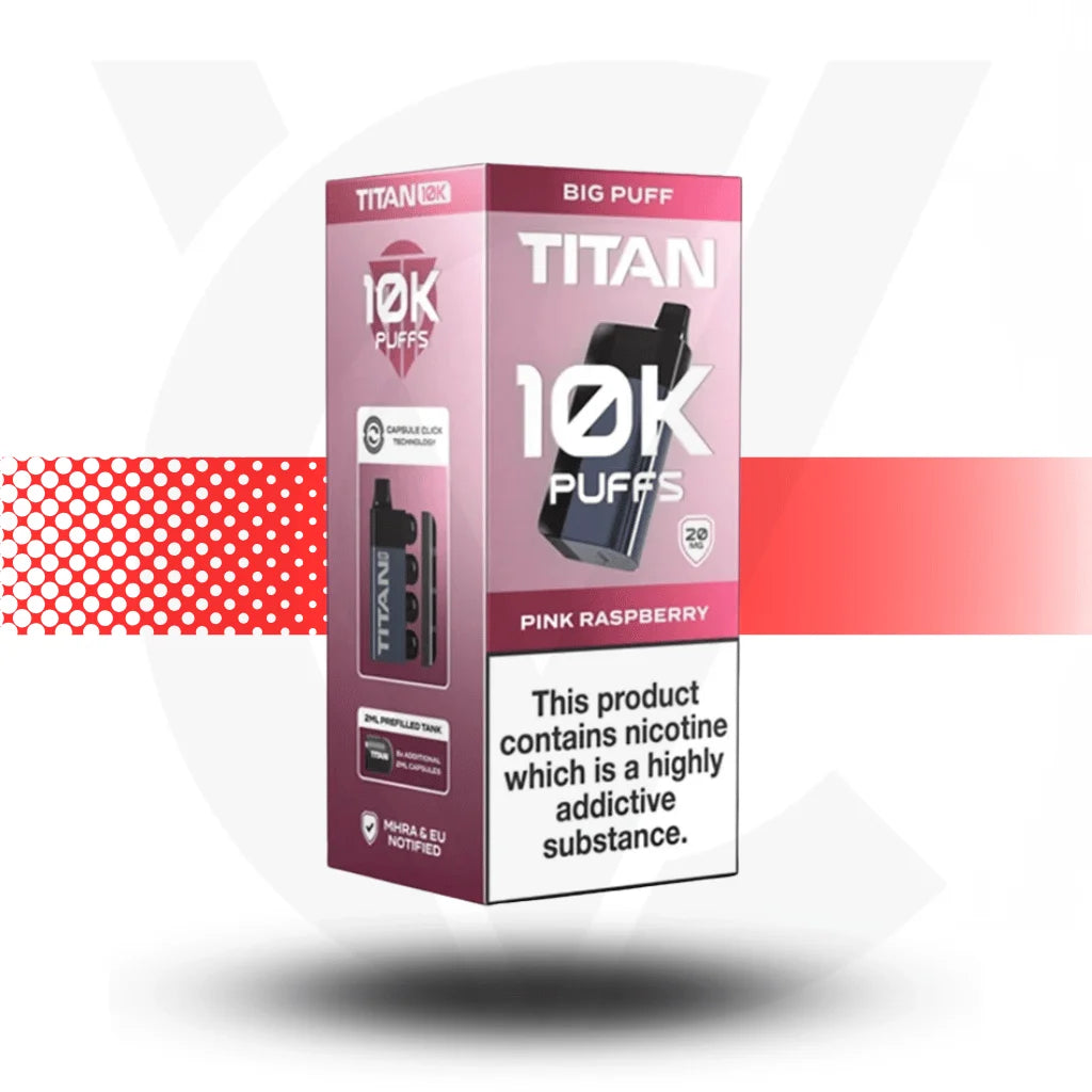 Titan 10k by Gold Bar Disposable Rechargeable Vape - Pink Raspberry  - Cloud Vapez UK