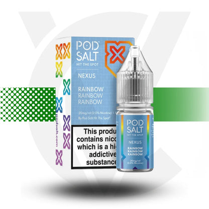 Pod Salt Nexus Nic Salt E-Liquid 10ml 10MG - Rainbow - Cloud Vapez UK