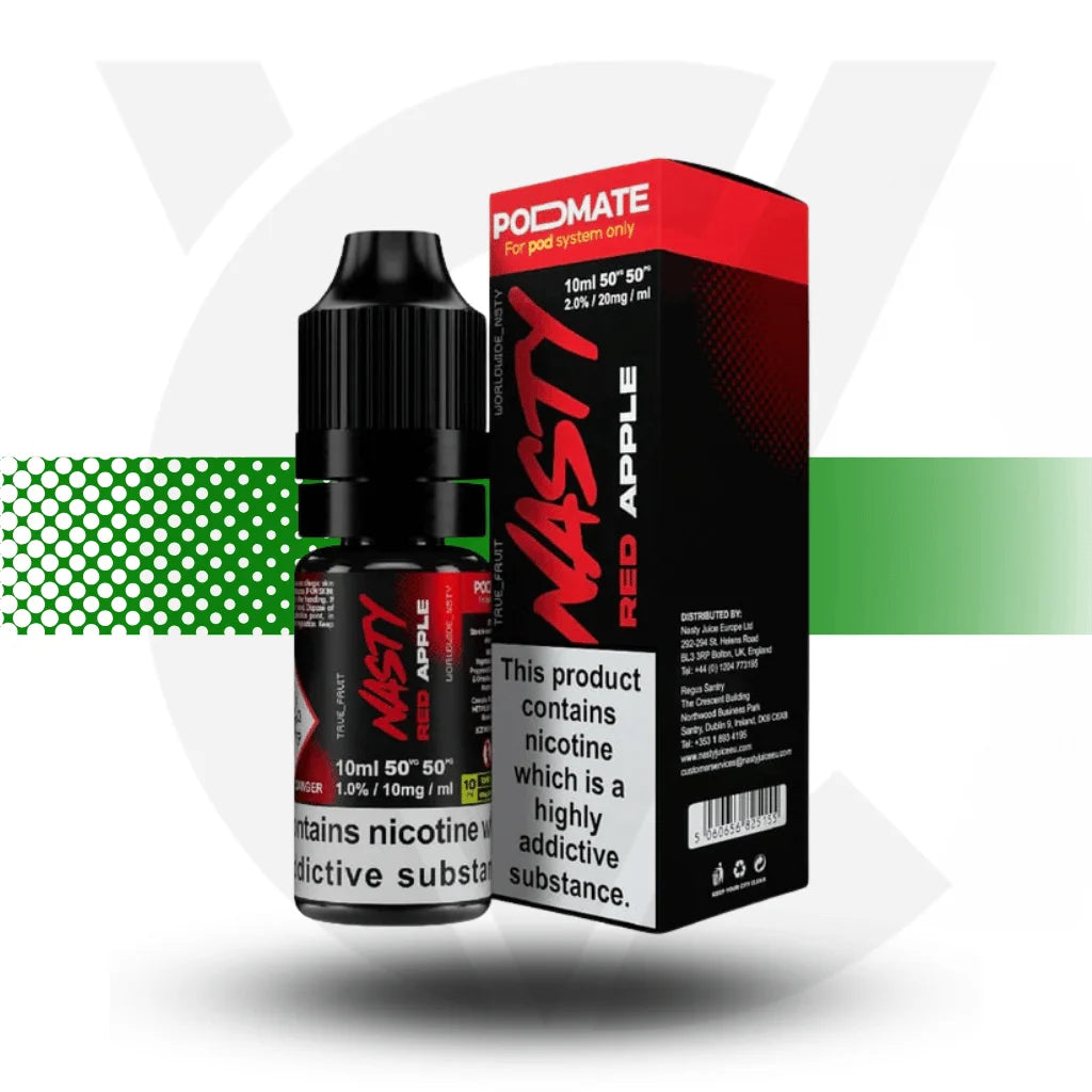 Nasty Podmate Nicotine Salt E-Liquid 10ml 10MG - Red Apple - Cloud Vapez UK