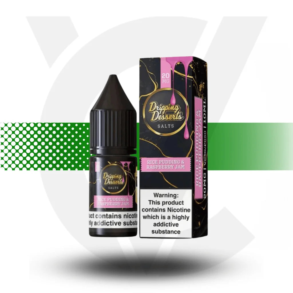 Dripping Desserts Nicotine Salts E-Liquid 10ml 10MG - Rice Pudding Raspberry Jam - Cloud Vapez UK