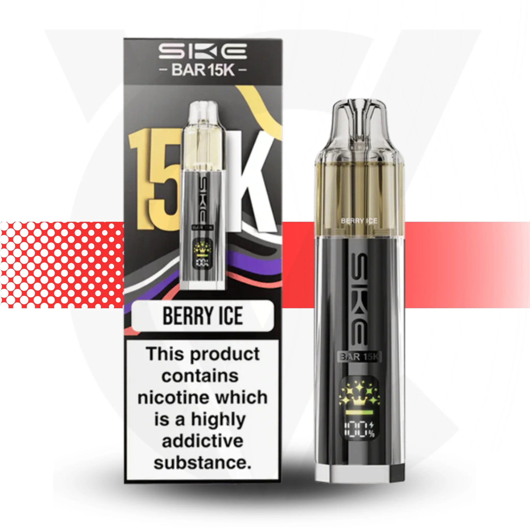SKE Bar15K vape device and packaging on a white background