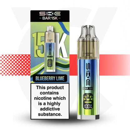 SKE Bar 15K vape device with packaging on a colorful background