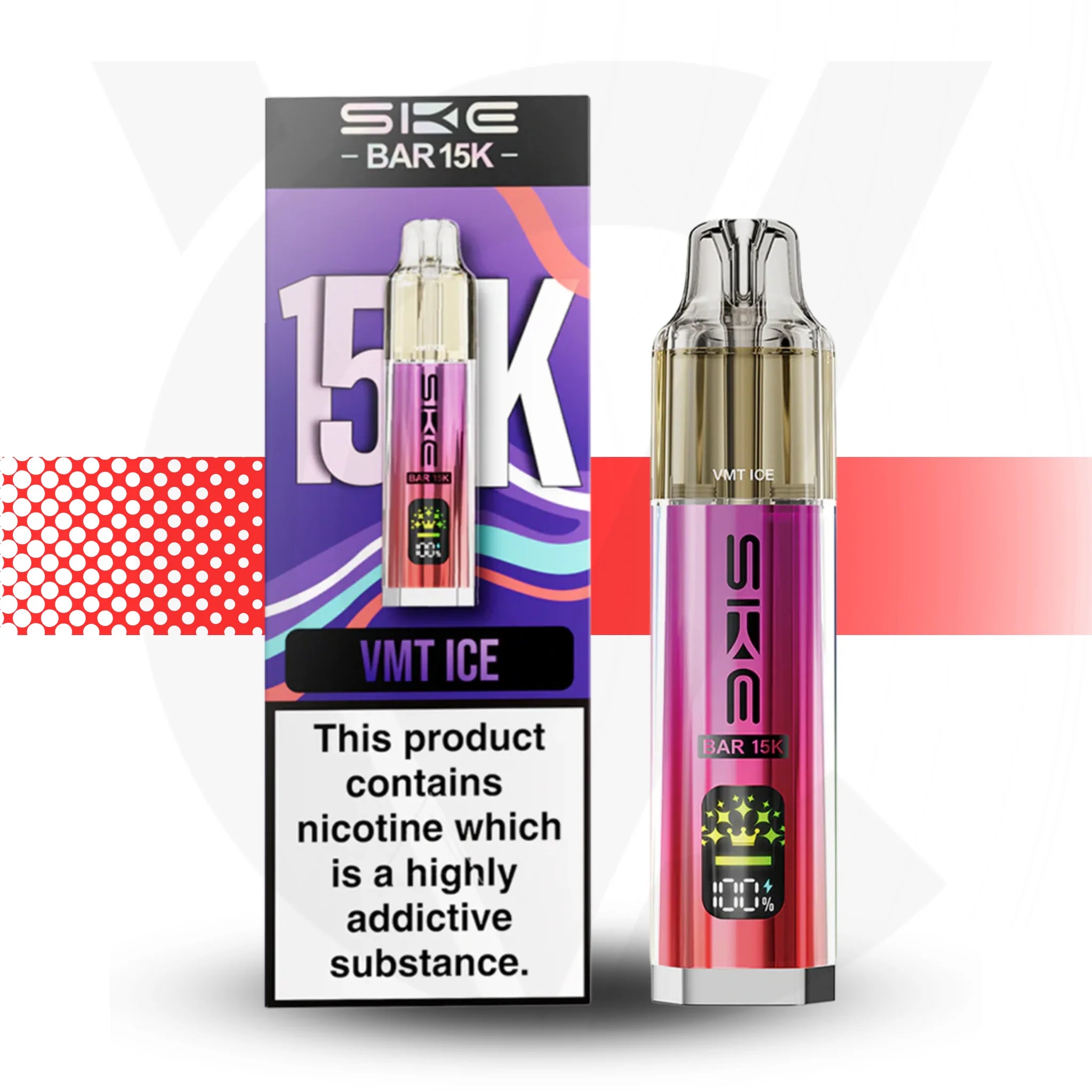 SKE VMT ICE vape device and packaging on a white background