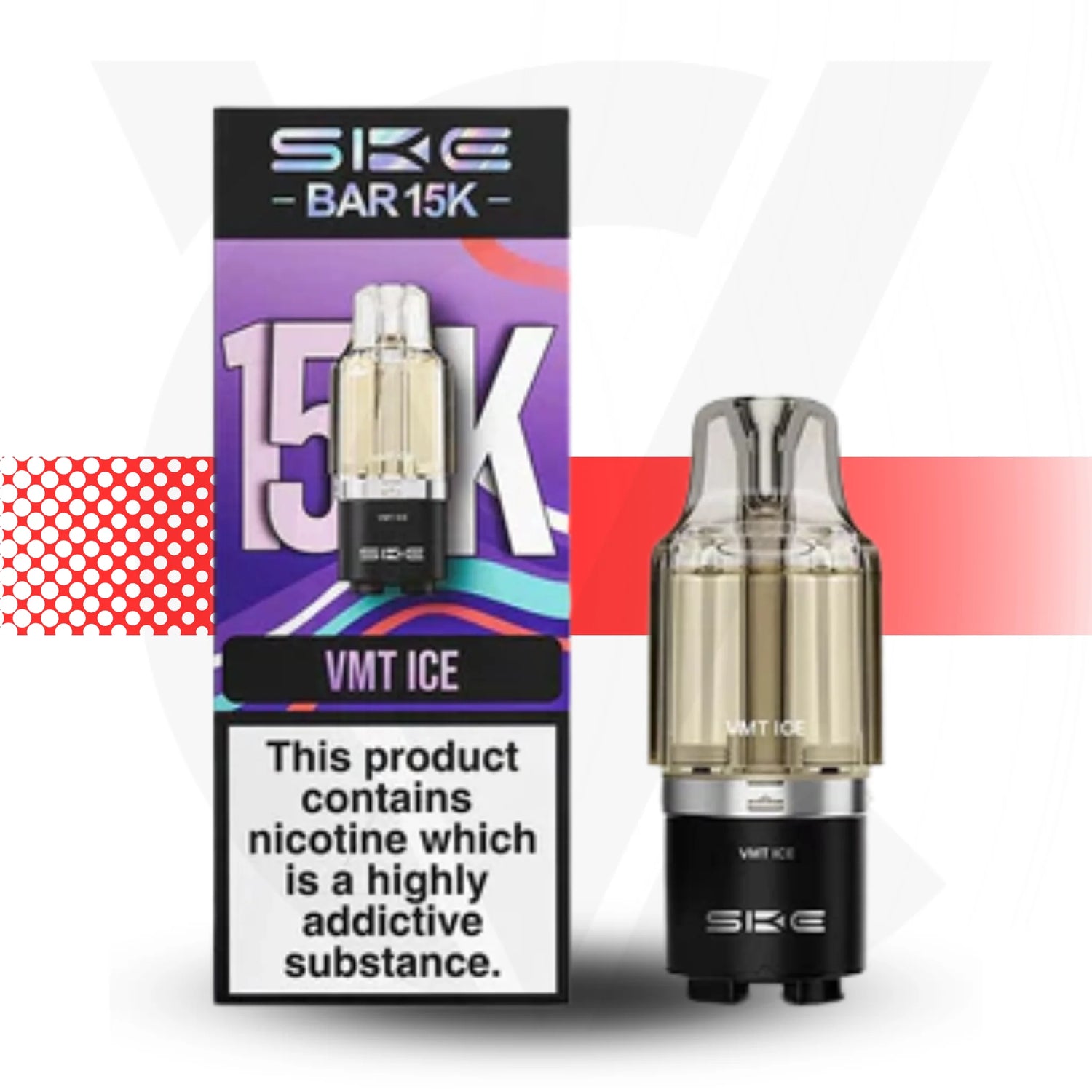 SKE VMT ICE vape device and packaging on a white background