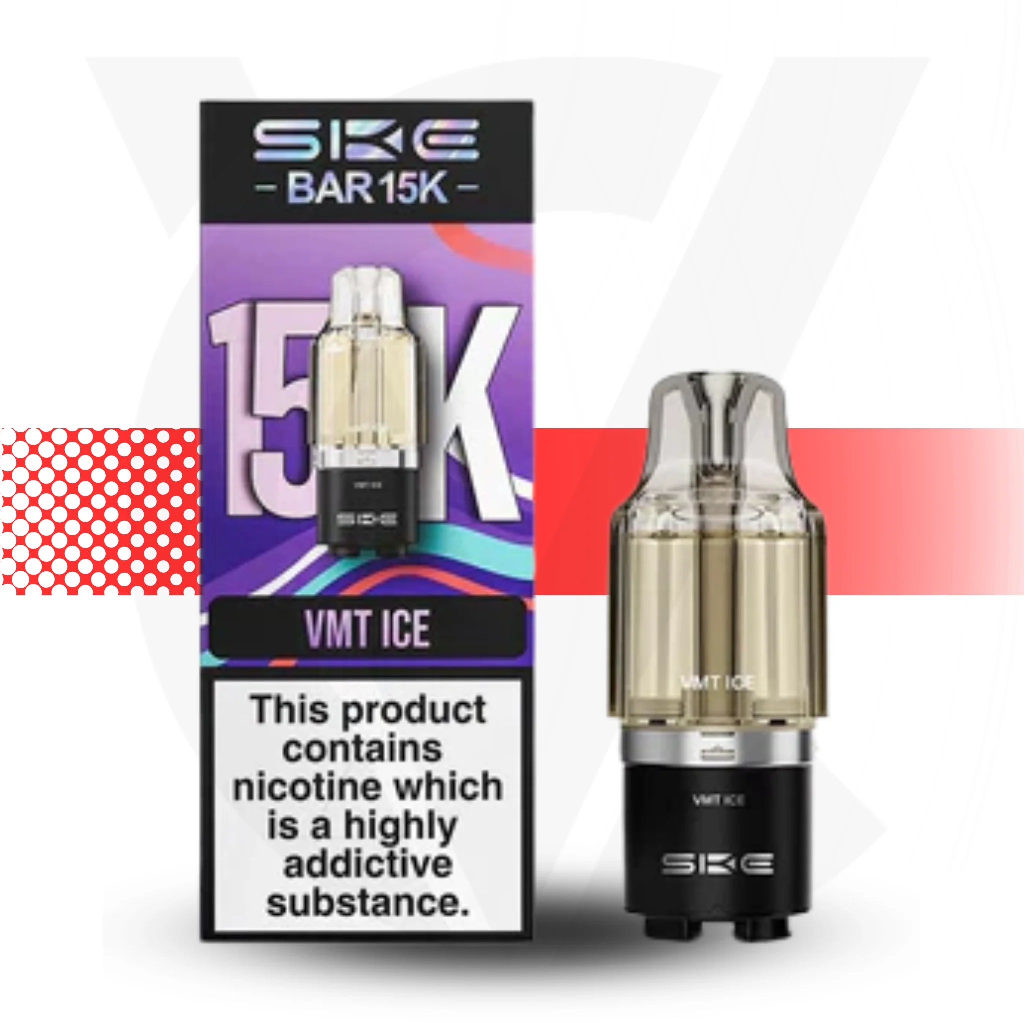 SKE VMT ICE vape device and packaging on a white background