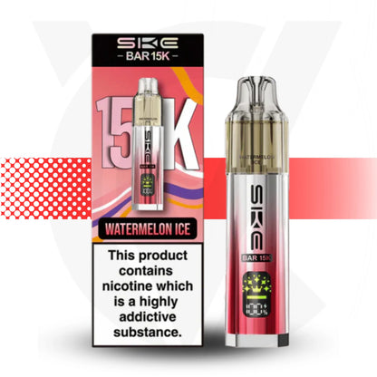 SKE BAR 15K vape device and packaging on a white background
