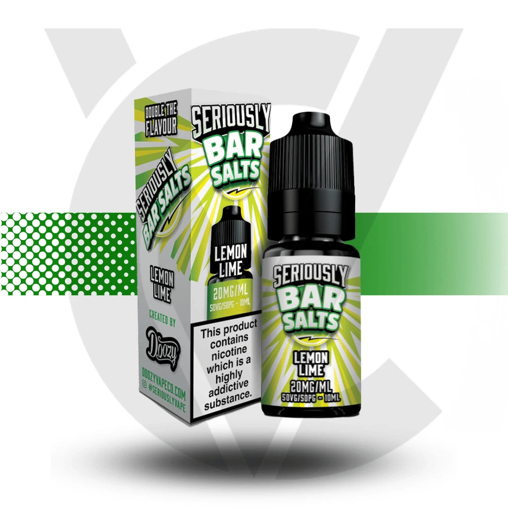 Seriously Bar Salts Lemon Lime Nic Salt E-liquid in a 10ml bottle in 10mg Nicotine Strength