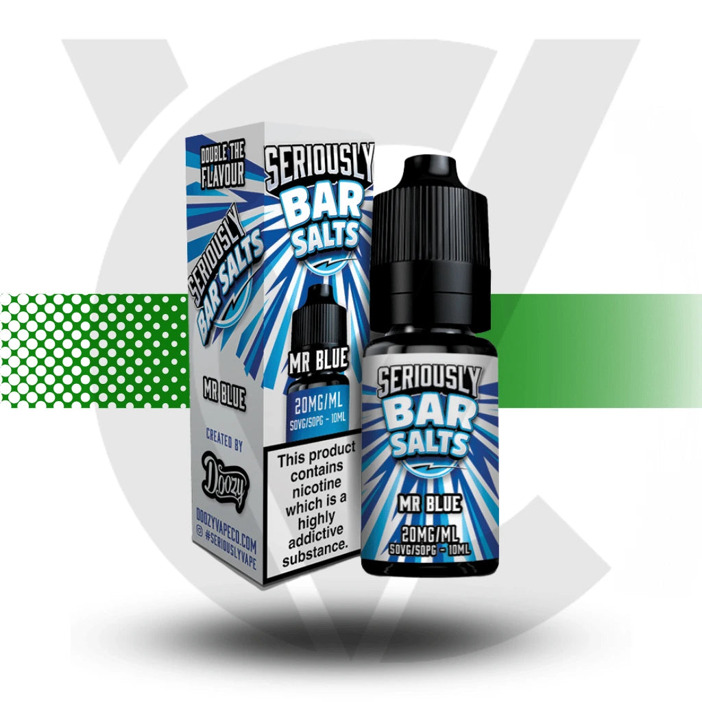 Seriously Bar Salts Mr Blue Nic Salt E-liquid in a 10ml bottle in 10mg Nicotine Strength at Cloud Vapez UK