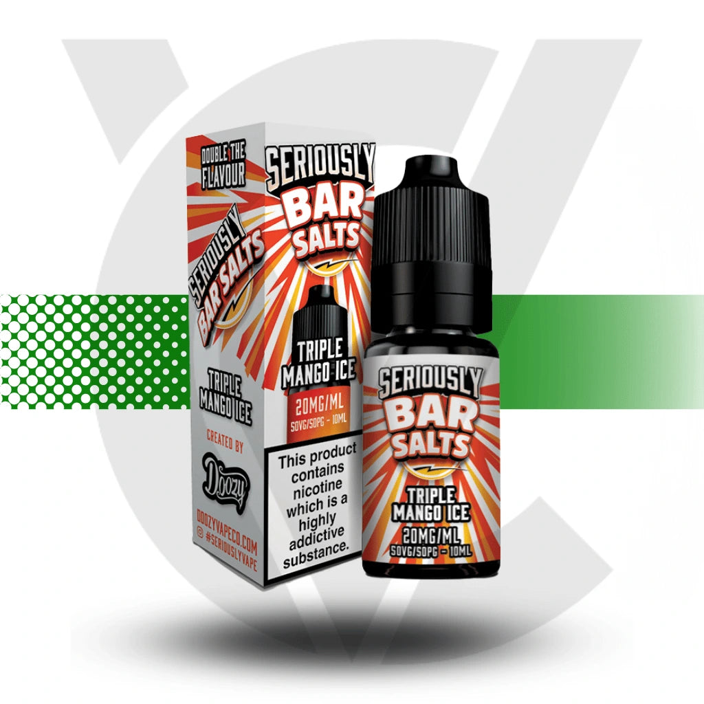 Seriously Bar Salts Triple Mango Ice Nic Salt E-liquid in a 10ml bottle in 10mg Nicotine Strength at Cloud Vapez UK