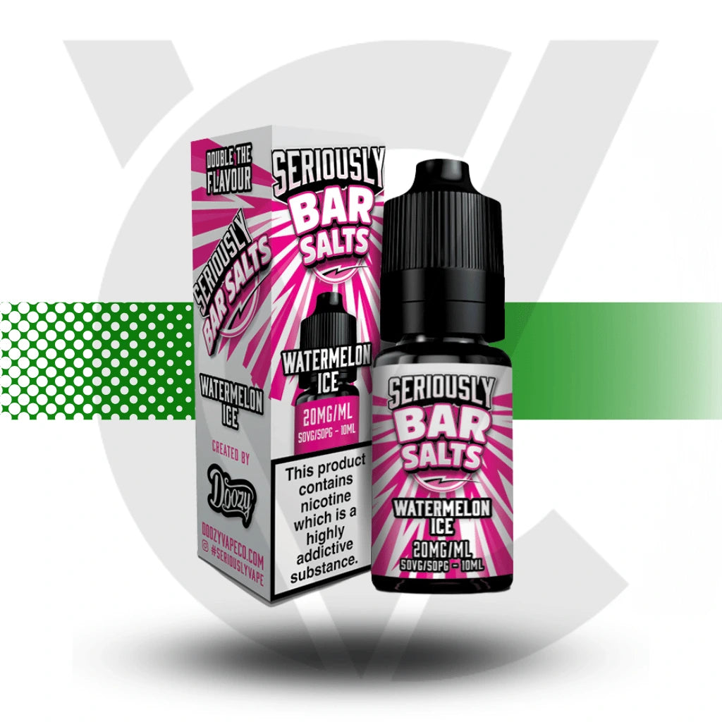 Seriously Bar Salts Watermelon Ice Nic Salt E-liquid in a 10ml bottle in 20mg Nicotine