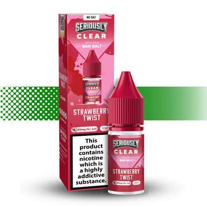 Seriously Clear Strawberry Twist nicotine product packaging on a white background