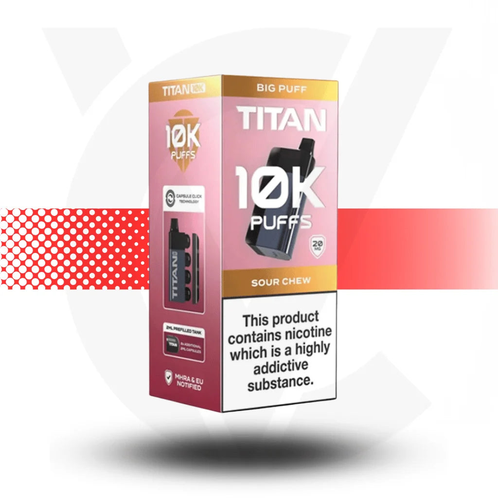 Titan 10k by Gold Bar Disposable Rechargeable Vape - Sour Chew - Cloud Vapez UK