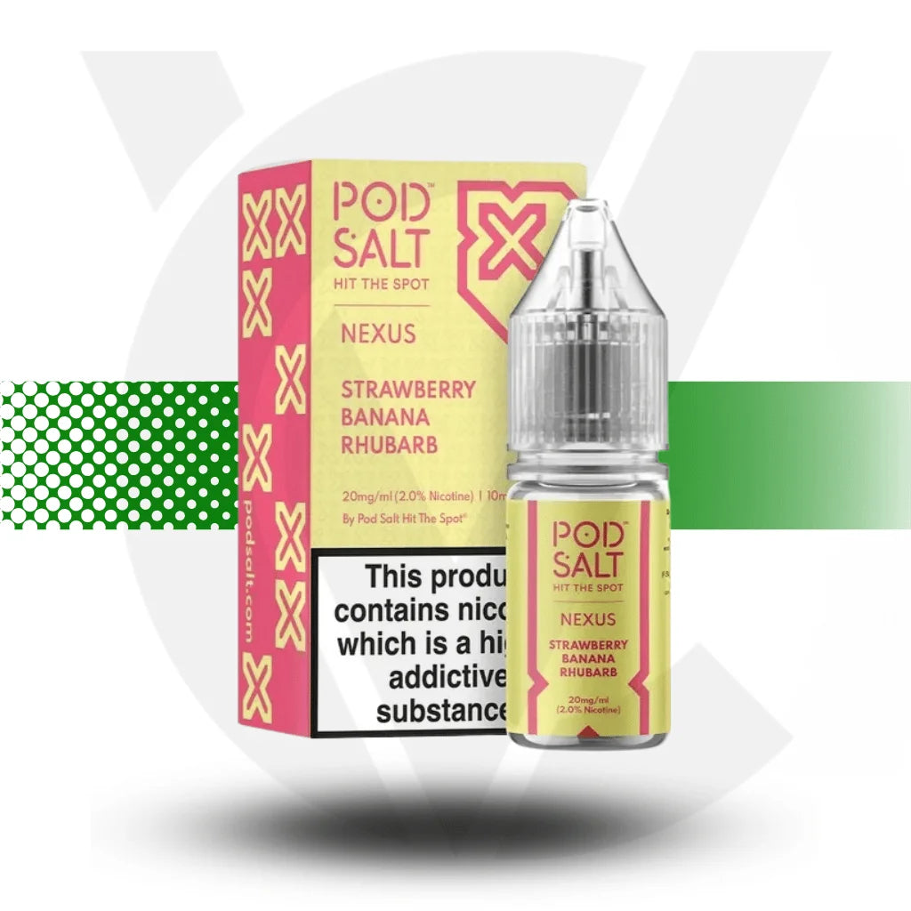 Pod Salt Nexus Nic Salt E-Liquid 10ml 10MG - Strawberry Banana Rhubarb - Cloud Vapez UK