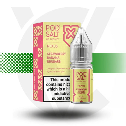 Pod Salt Nexus Nic Salt E-Liquid 10ml 10MG - Strawberry Banana Rhubarb - Cloud Vapez UK