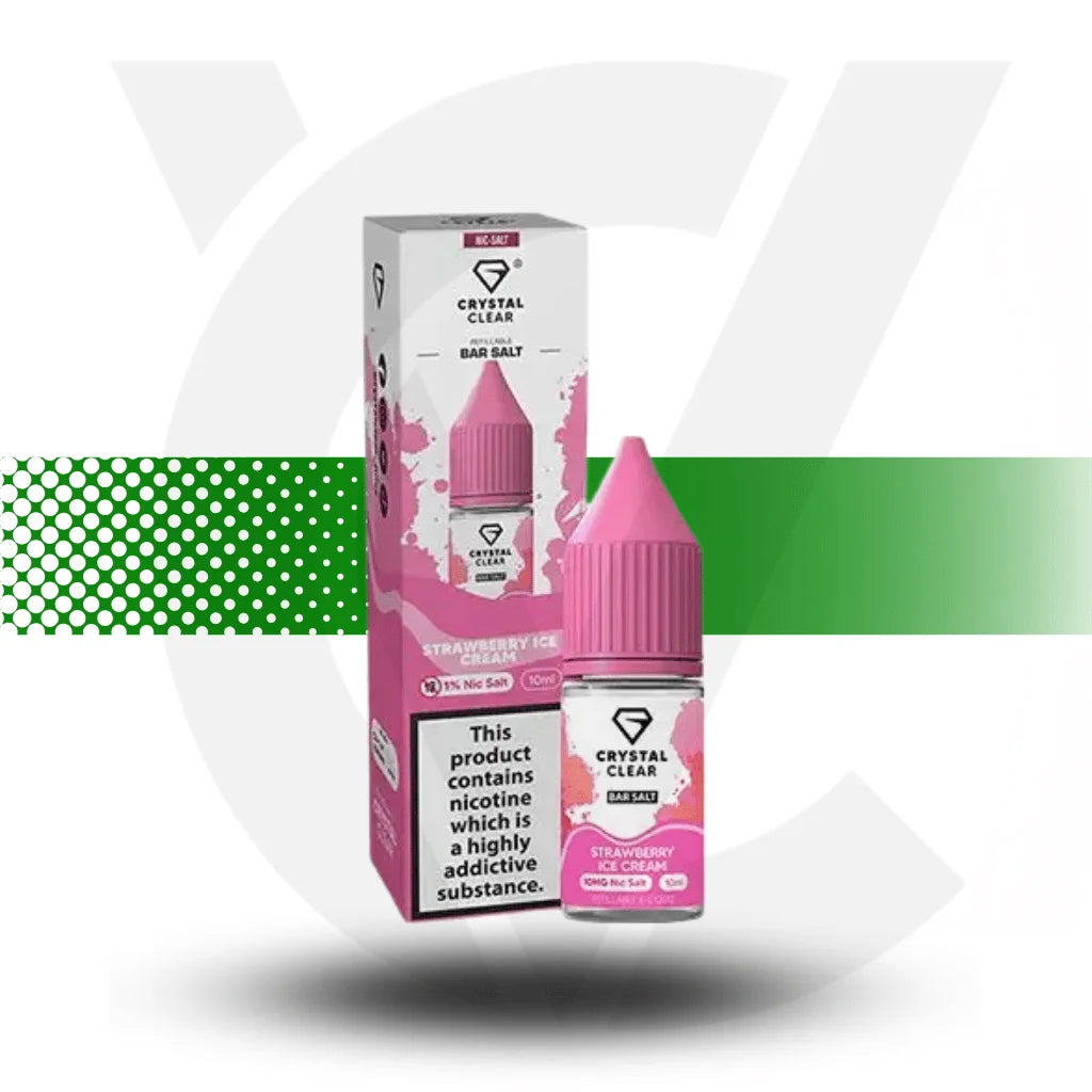 Crystal Clear Nic Salts E-Liquid 10MG 10ml - Strawberry Ice Cream - Cloud Vapez UK