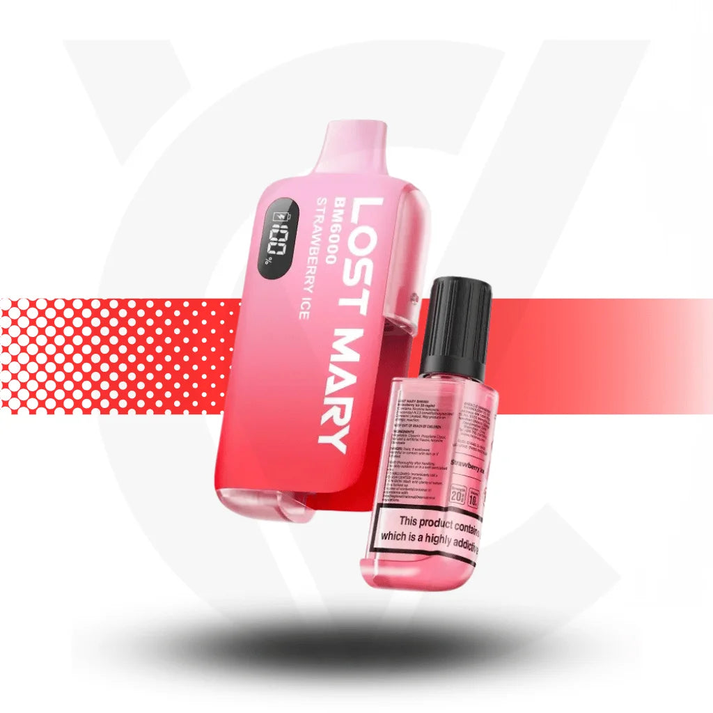 Lost Mary BM6000 Disposable Rechargeable Vape Kit  - Strawberry Ice - Cloud Vapez UK