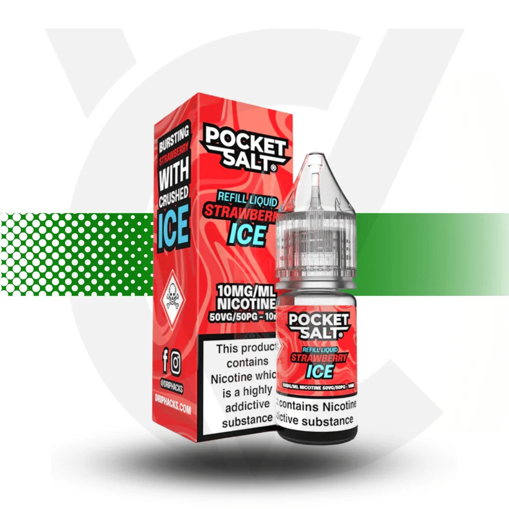 Pocket Salt Nicotine Salts E-Liquid 10ml 10MG - Strawberry Ice - Cloud Vapez UK