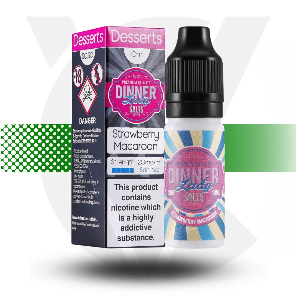 Dinner Lady Nic Salts E-Liquid 10MG 10ml - Strawberry Macaroon - Cloud Vapez UK