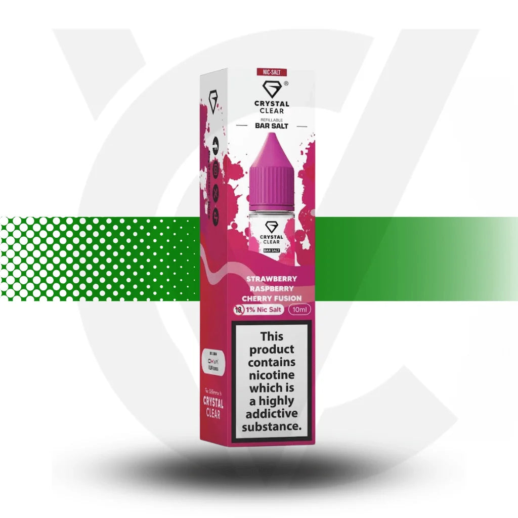 Crystal Clear Nic Salts E-Liquid 10MG 10ml - Strawberry Raspberry Cherry Fusion - Cloud Vapez UK