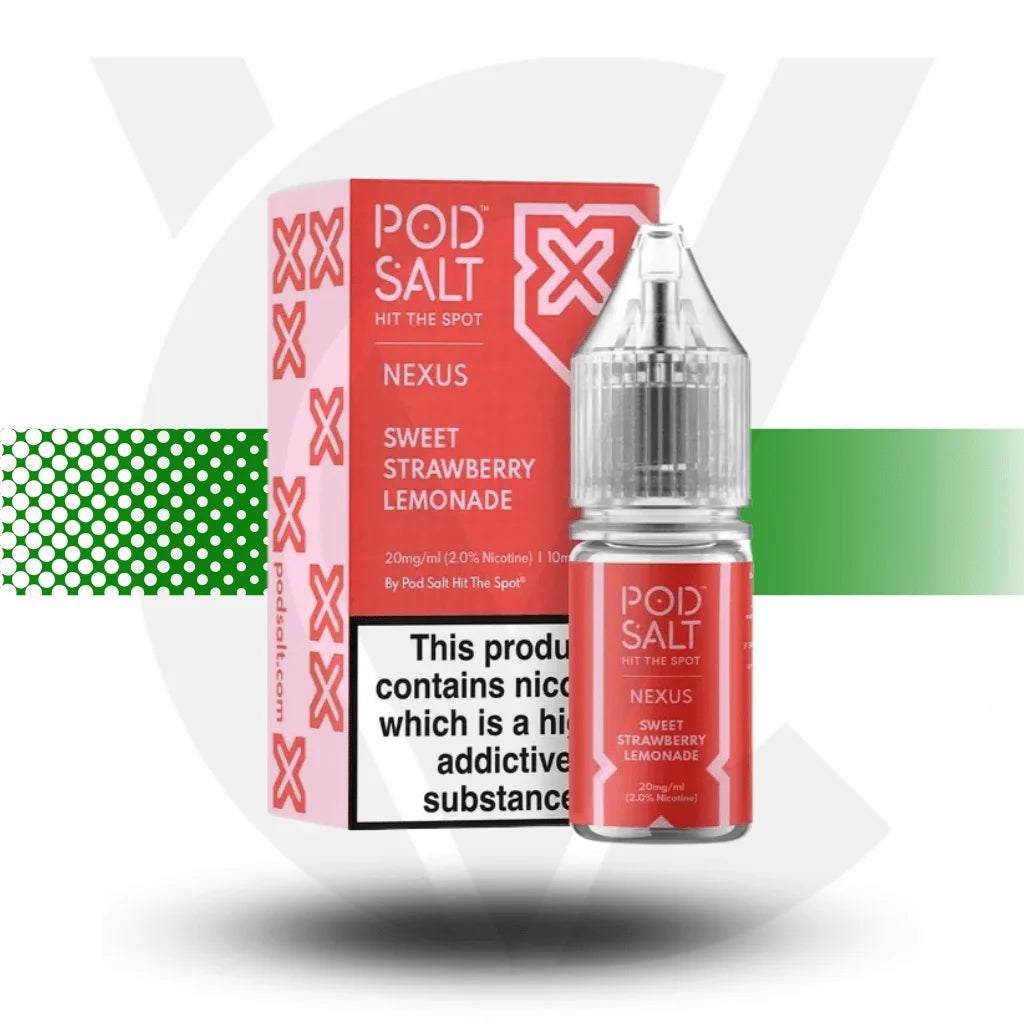 Pod Salt Nexus Nic Salt E-Liquid 10ml 10MG - Sweet Strawberry Lemonade - Cloud Vapez UK