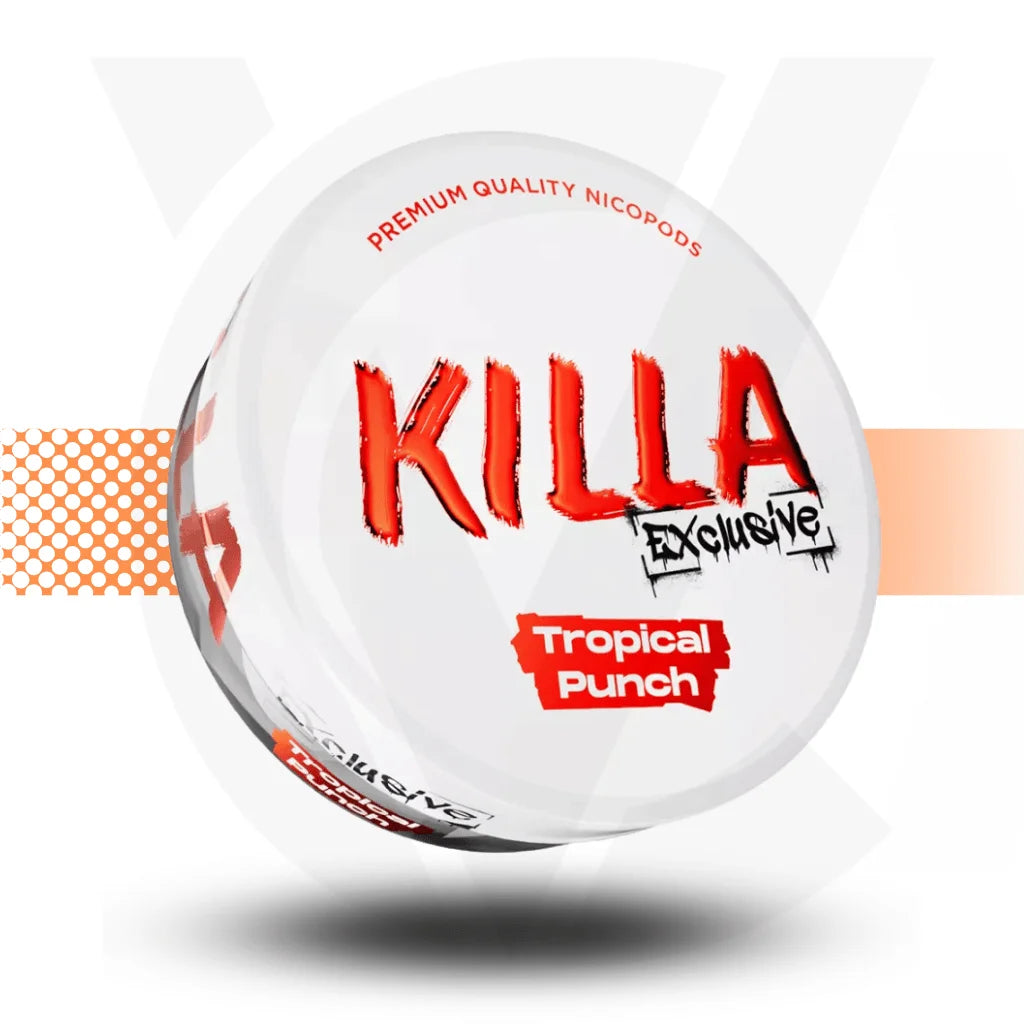 Killa Exclusive Nicotine Pouches Snus No Tobacco Nicopods - Tropical Punch 16mg - Cloud Vapez UK