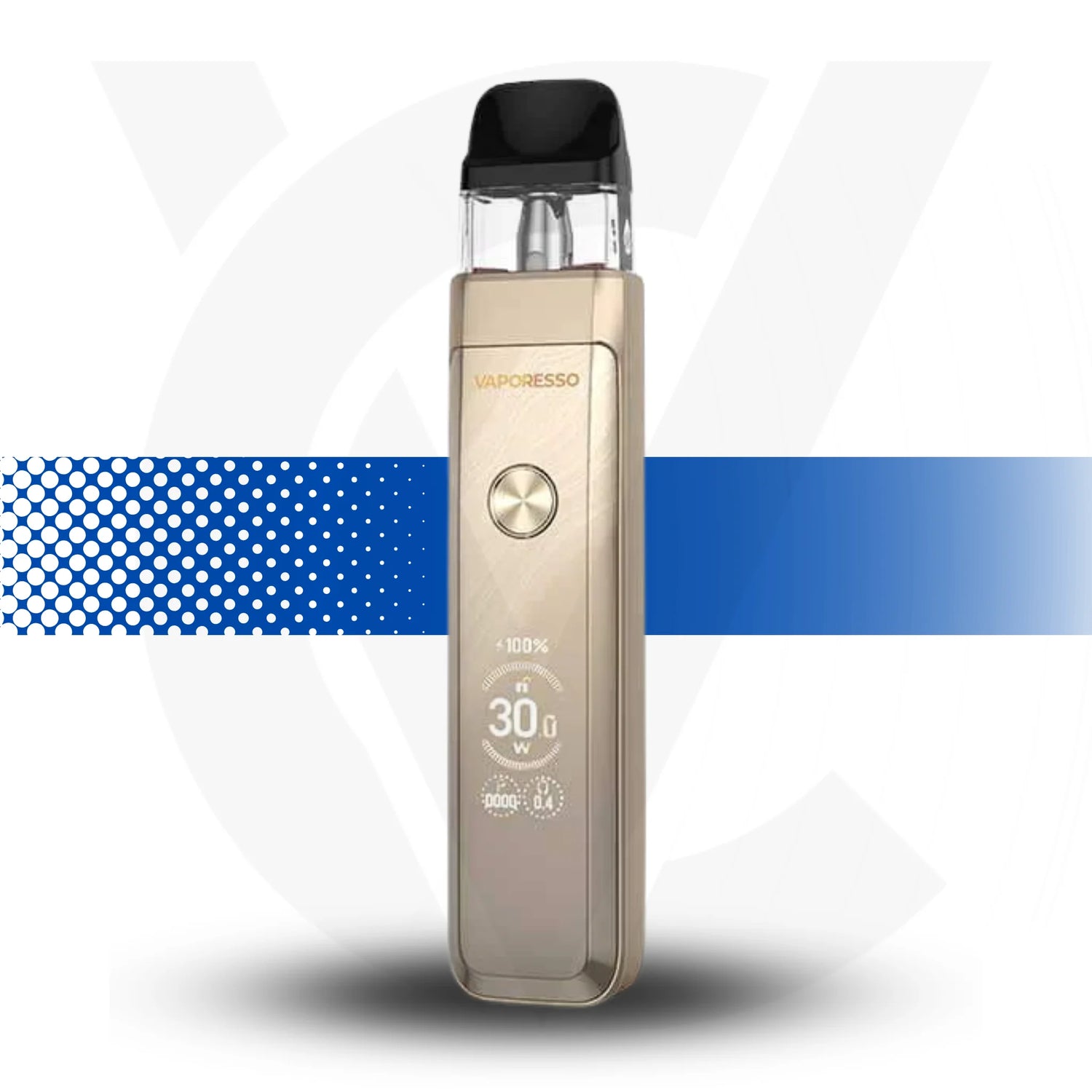 Vaporesso Vape Xros Pro 2 Kt on a White Background Glittering gold