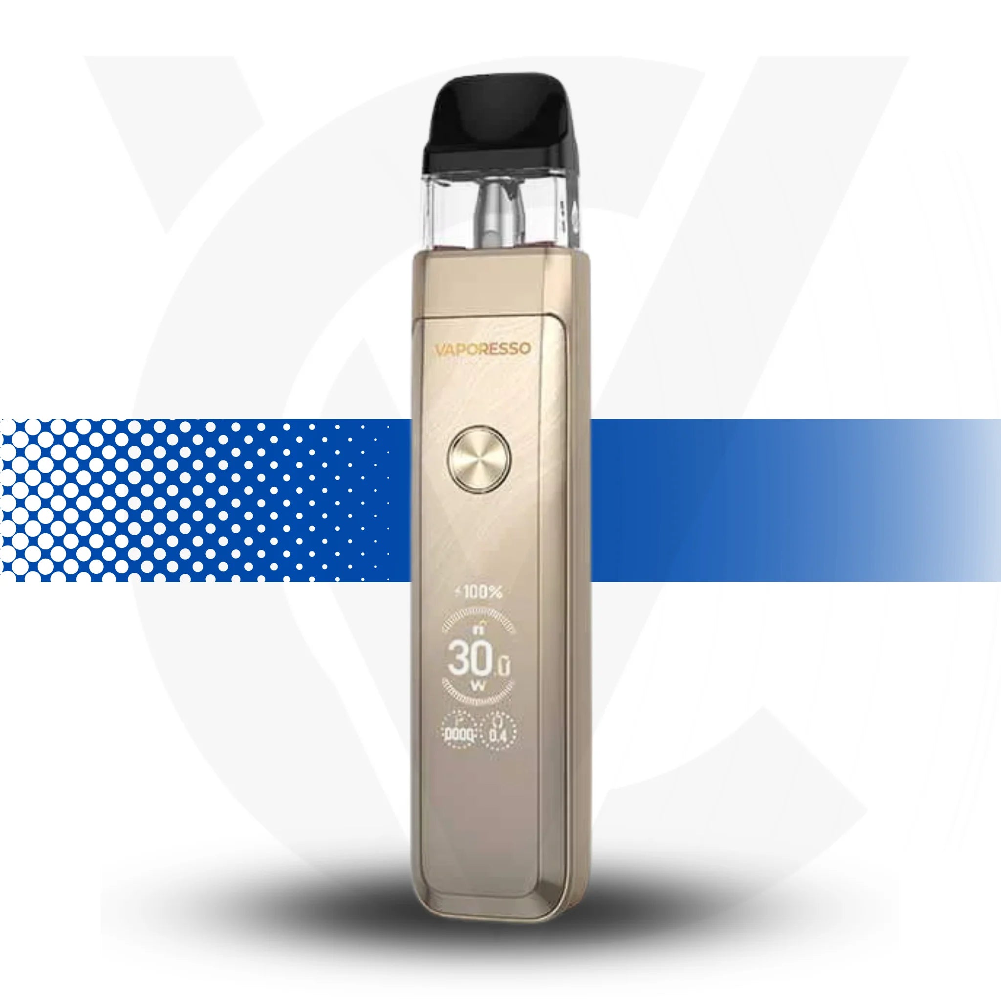 Vaporesso Vape Xros Pro 2 Kt on a White Background Glittering gold