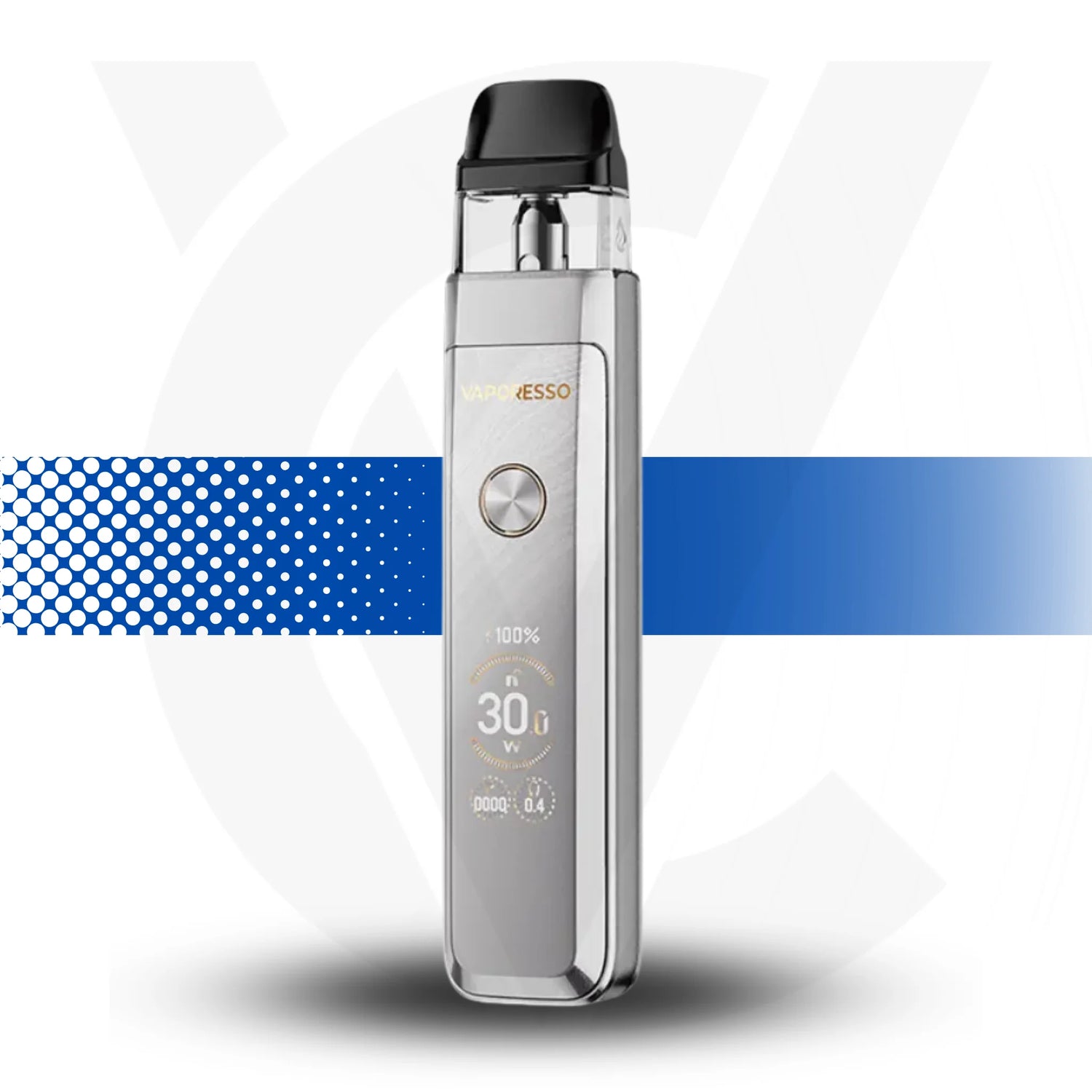 Vaporesso Vape Xros Pro 2 Kt on a White Background Glittering Silver