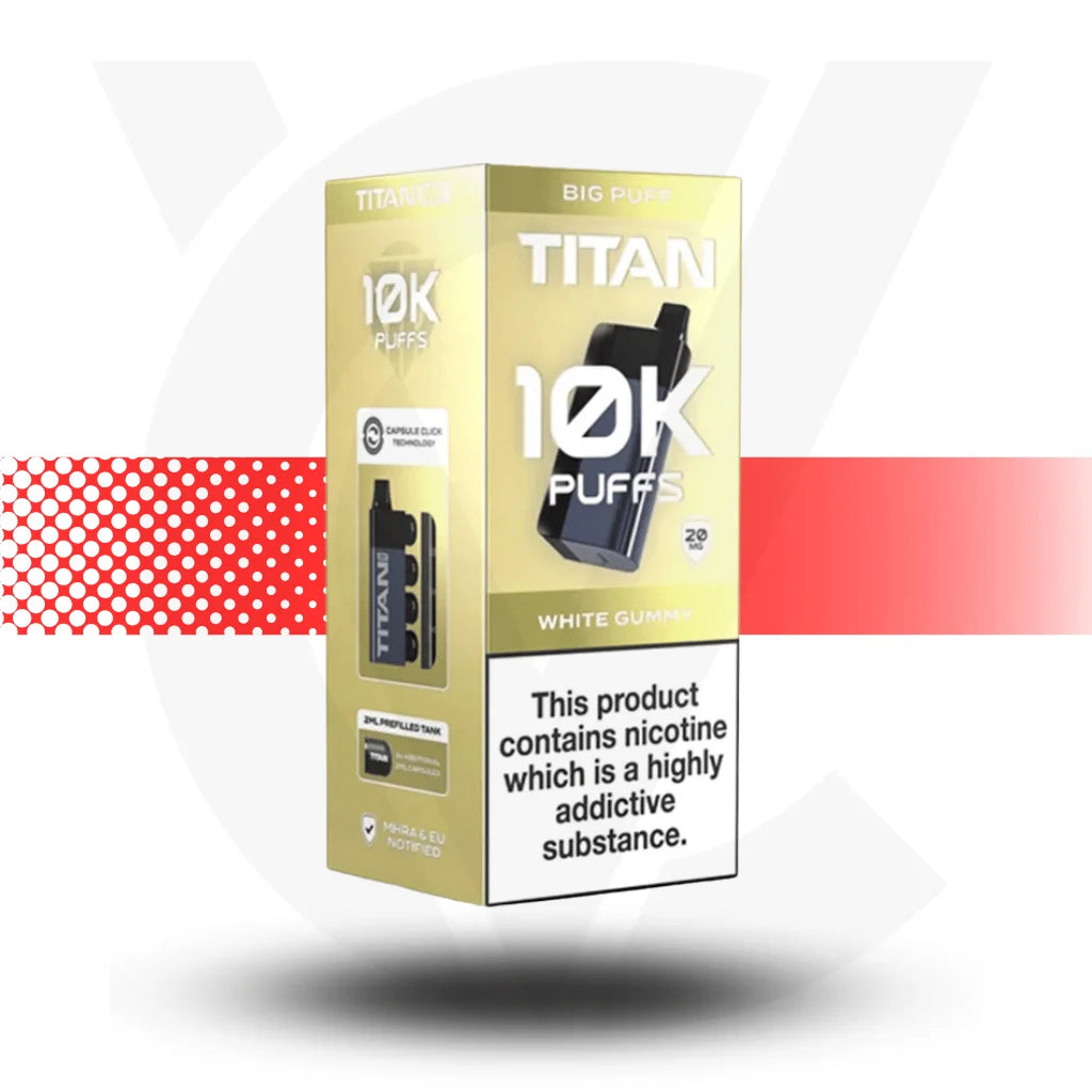 Titan 10k by Gold Bar Disposable Rechargeable Vape - White Gummy - Cloud Vapez UK