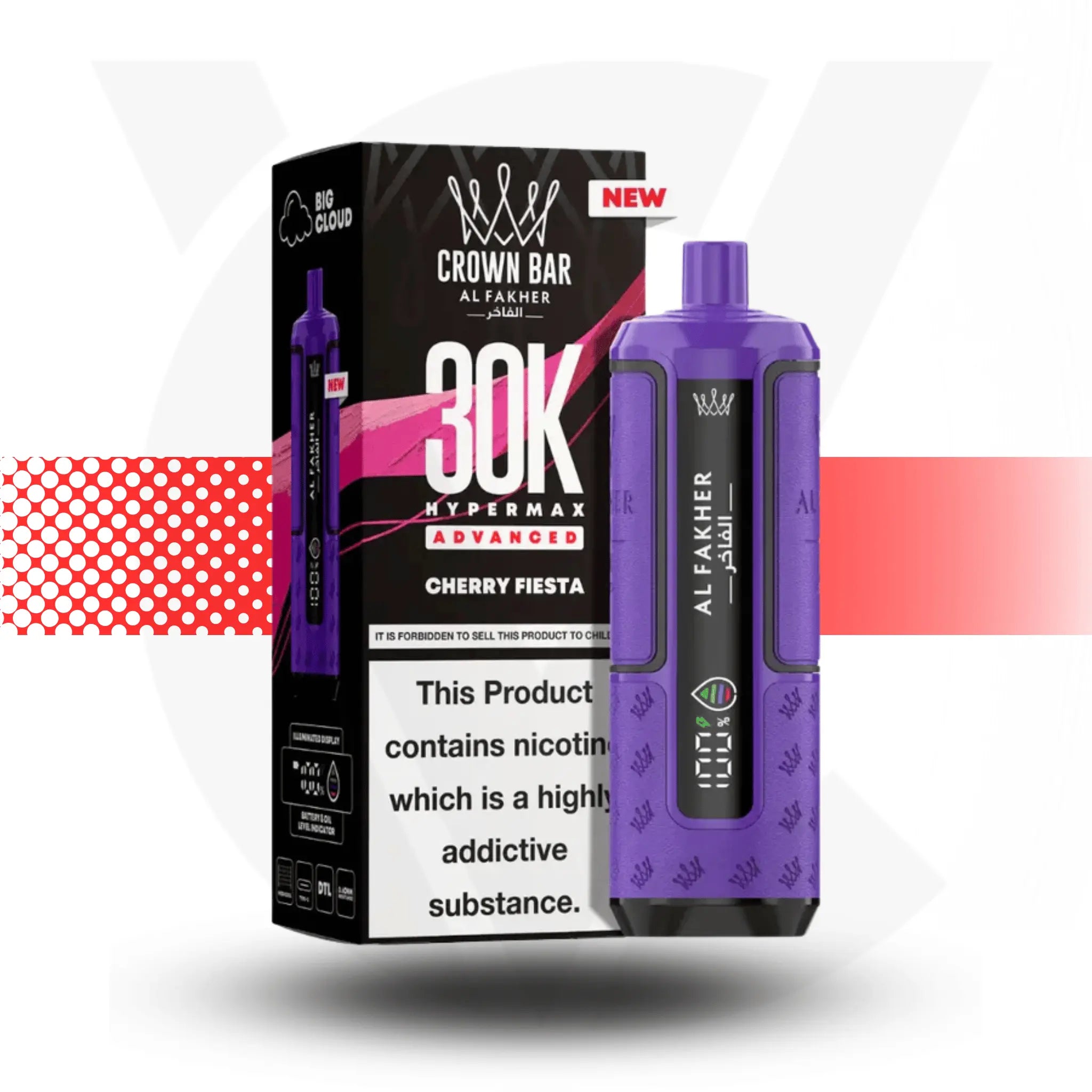Al Fakher Crown Bar 30k Prefilled Pod Kit Vape - Cherry Fiesta l Cloud Vapez UK