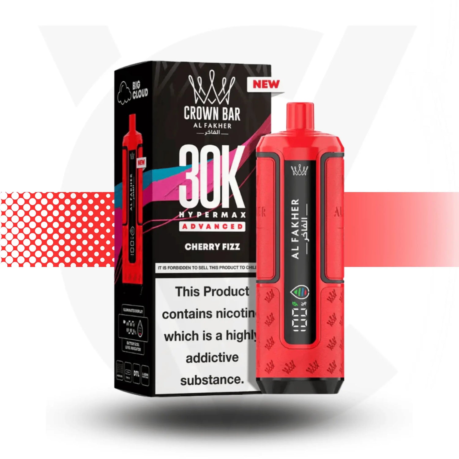 Al Fakher Crown Bar 30k Prefilled Pod Kit Vape - Cherry Fizz l Cloud Vapez UK