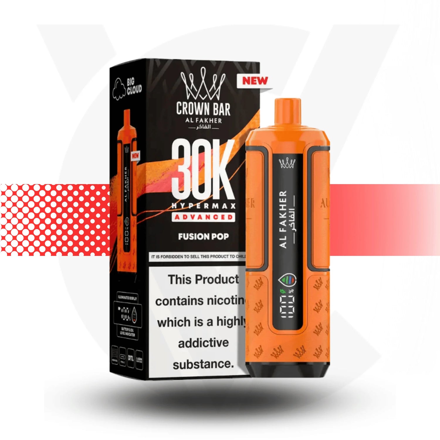 Al Fakher Crown Bar 30k HyperMax Prefilled Pod Kit Vape DTL Vaping Cloud Vapez UK Al Fakher Crown Bar 30k HyperMax Prefilled Pod Kit Vape DTL Vaping Cloud Vapez UK