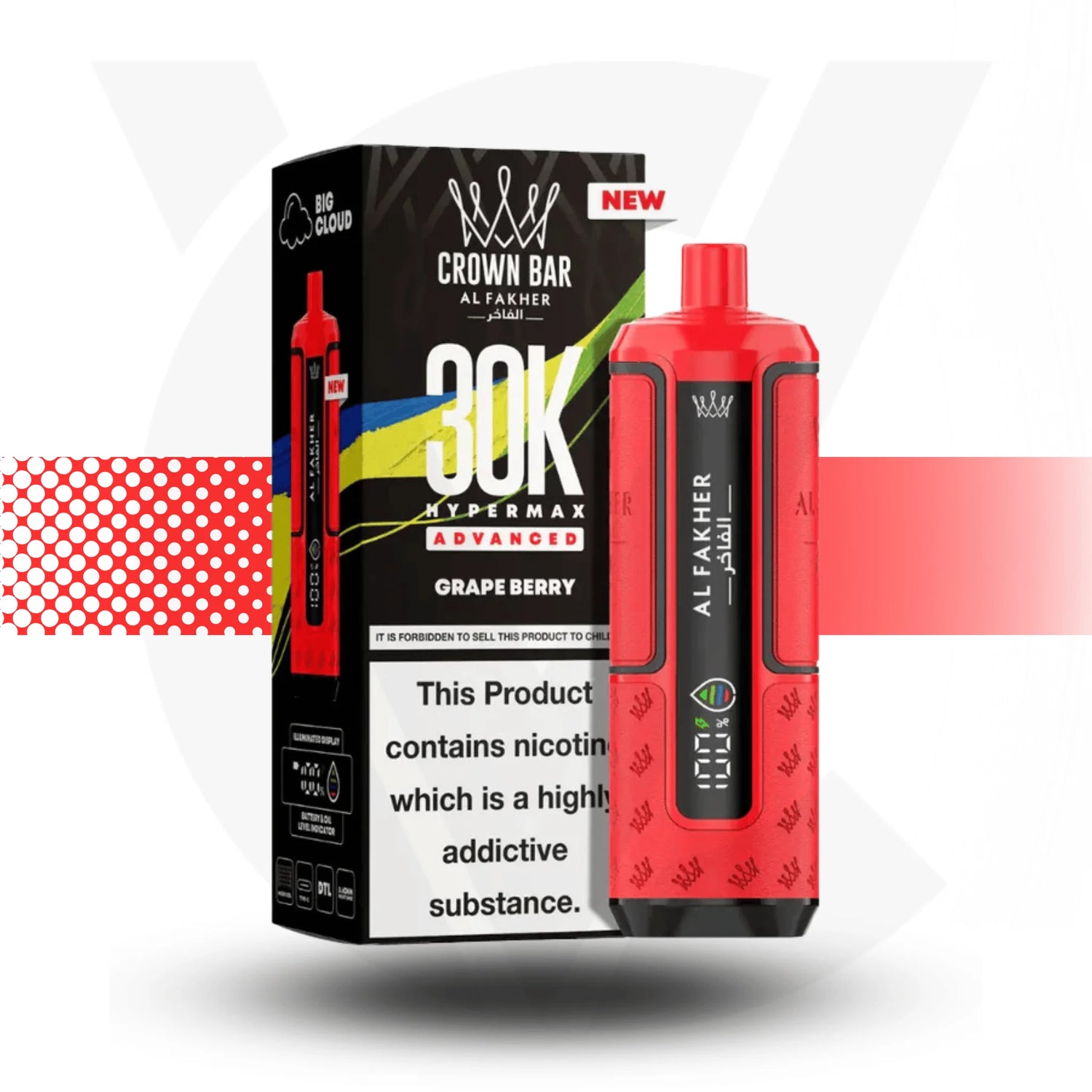 Al Fakher Crown Bar 30k HyperMax Prefilled Pod Kit Vape DTL Vaping Cloud Vapez UK Al Fakher Crown Bar 30k HyperMax Prefilled Pod Kit Vape DTL Vaping Cloud Vapez UK