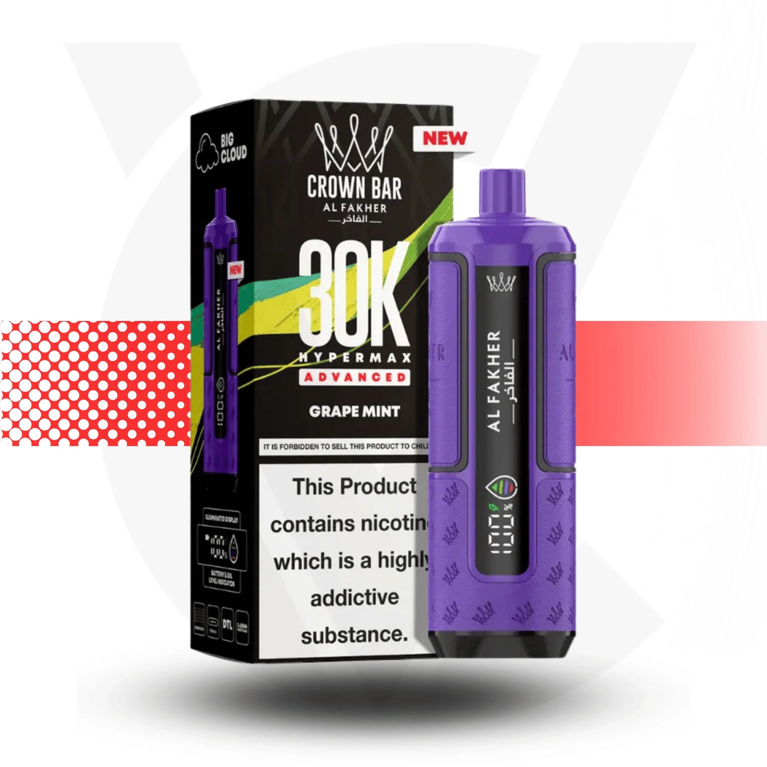 Al Fakher Crown Bar 30k HyperMax Prefilled Pod Kit Vape DTL Vaping Cloud Vapez UK Al Fakher Crown Bar 30k HyperMax Prefilled Pod Kit Vape DTL Vaping Cloud Vapez UK