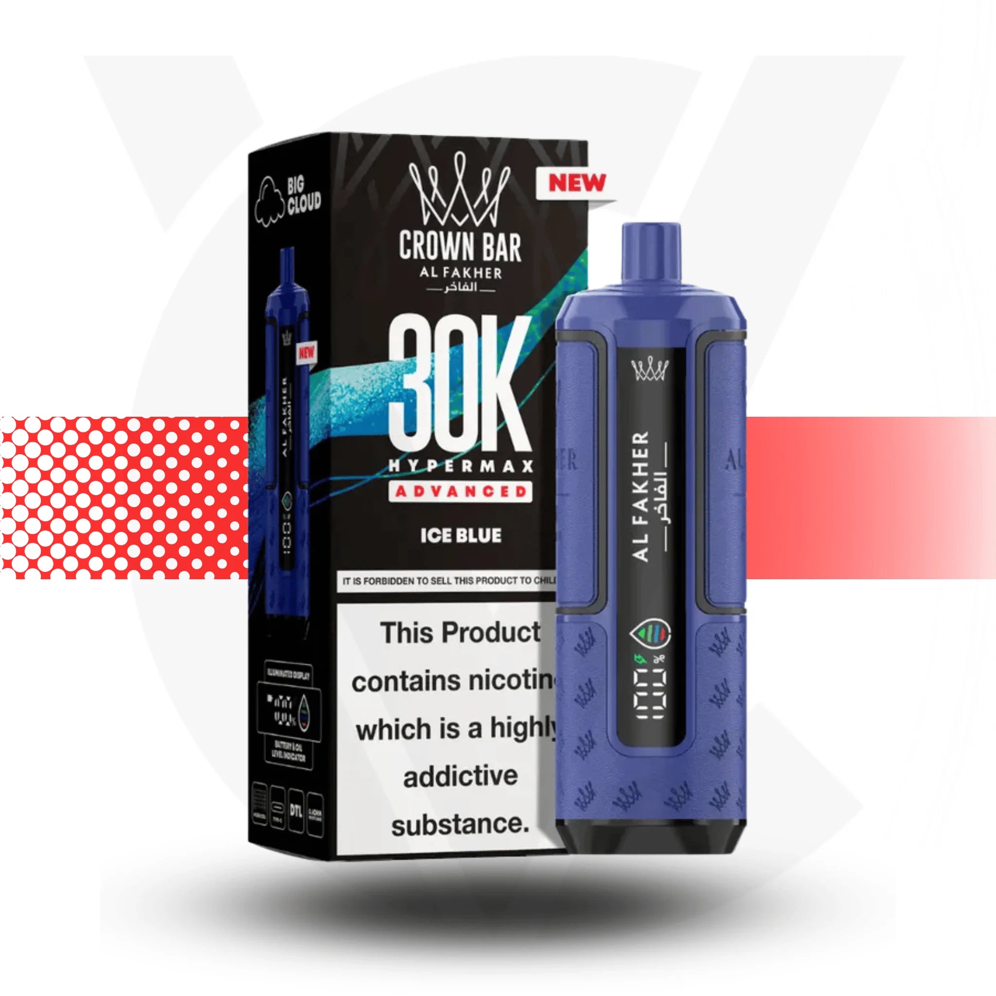 Al Fakher Crown Bar 30k Prefilled Pod Kit Vape - Ice Blue l Cloud Vapez UK