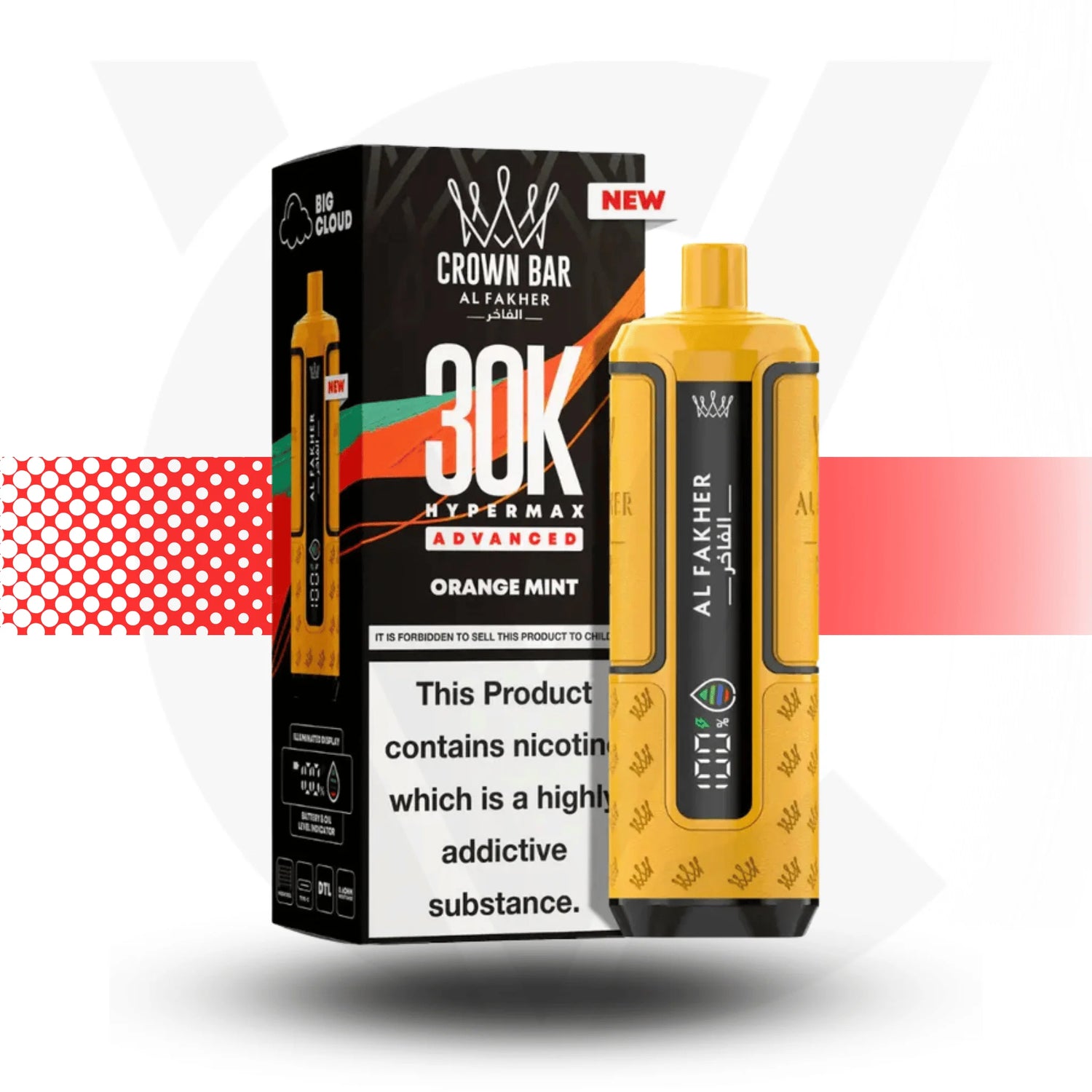 Al Fakher Crown Bar 30k HyperMax Prefilled Pod Kit Vape DTL Vaping Cloud Vapez UK Al Fakher Crown Bar 30k HyperMax Prefilled Pod Kit Vape DTL Vaping Cloud Vapez UK