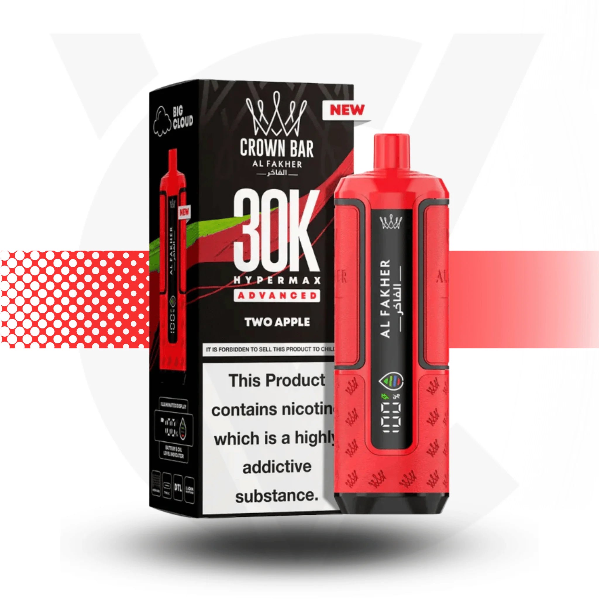Al Fakher Crown Bar 30k Prefilled Pod Kit Vape - Two Apple l Cloud Vapez UK