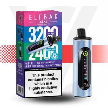 Elf Bar 4 In 1 Prefilled Pod Kit - Blue Edition | Cloud Vapez UK