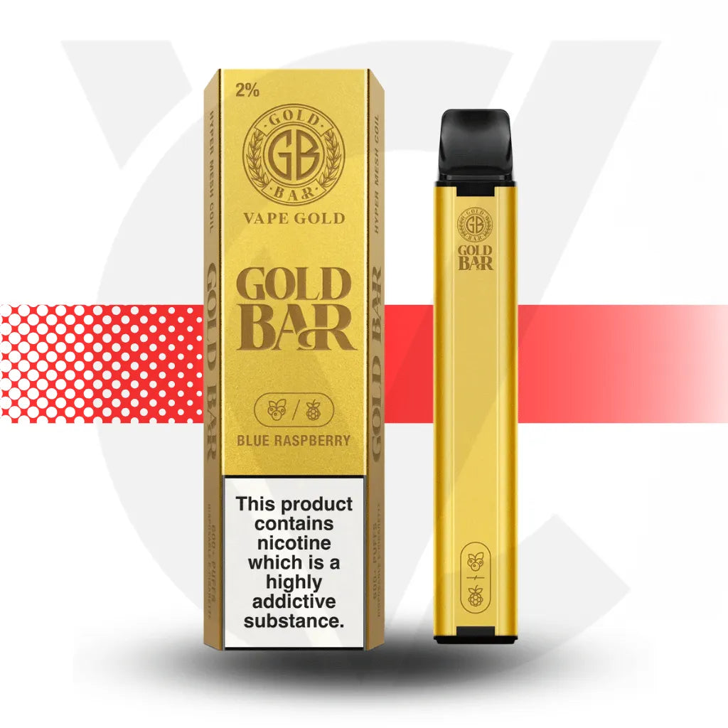 Gold Bar 600 Disposable Vape - Blue Raspberry l Cloud Vapez UK