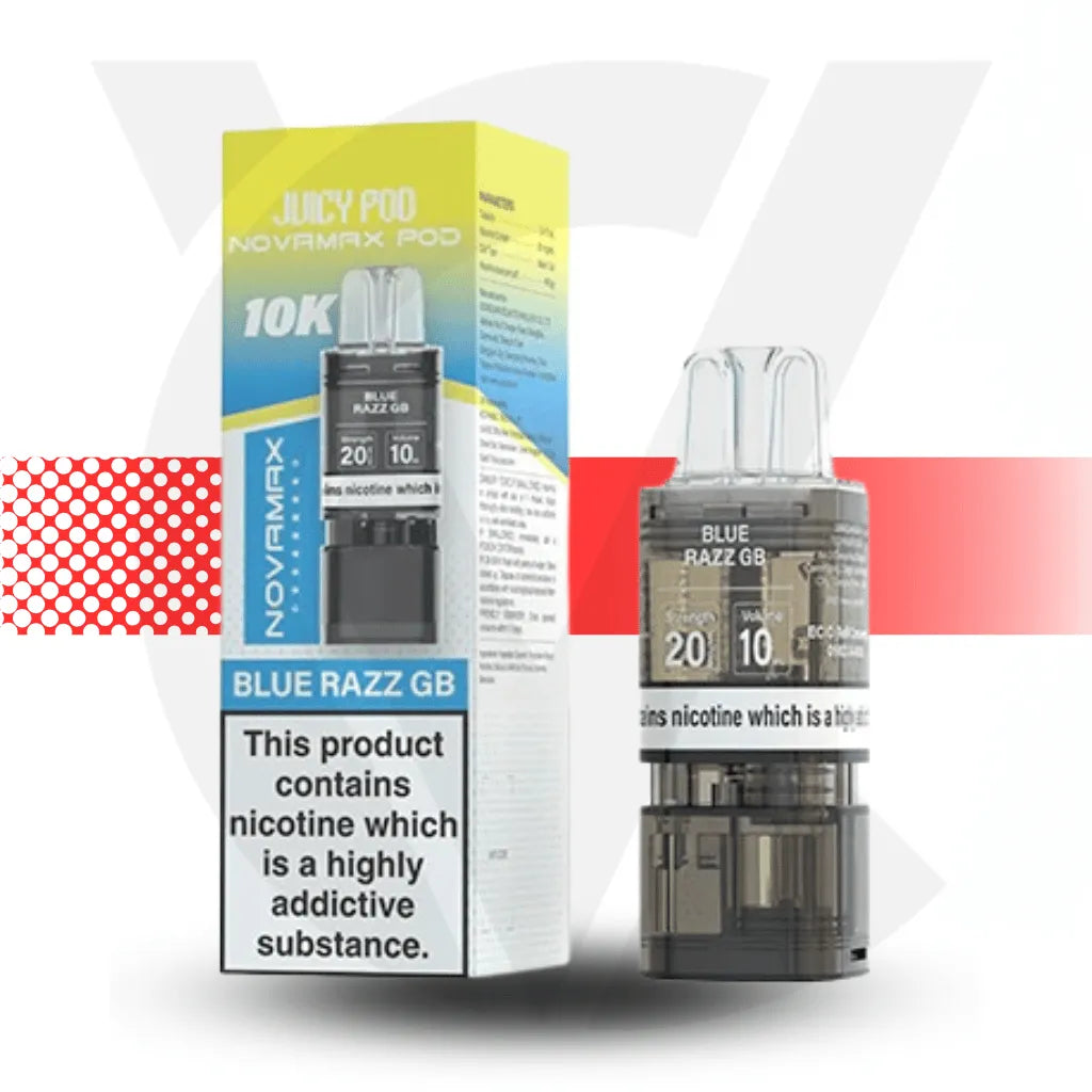 Juicy Pod 10K Novamax Prefilled Pod - Blue Razz GB | Cloud Vapez UK