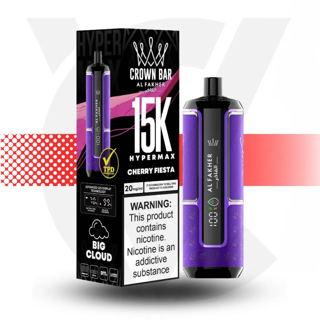 Al Fakher Crown Bar 15k Disposable Vape - Cherry Fiesta l Cloud Vapez UK